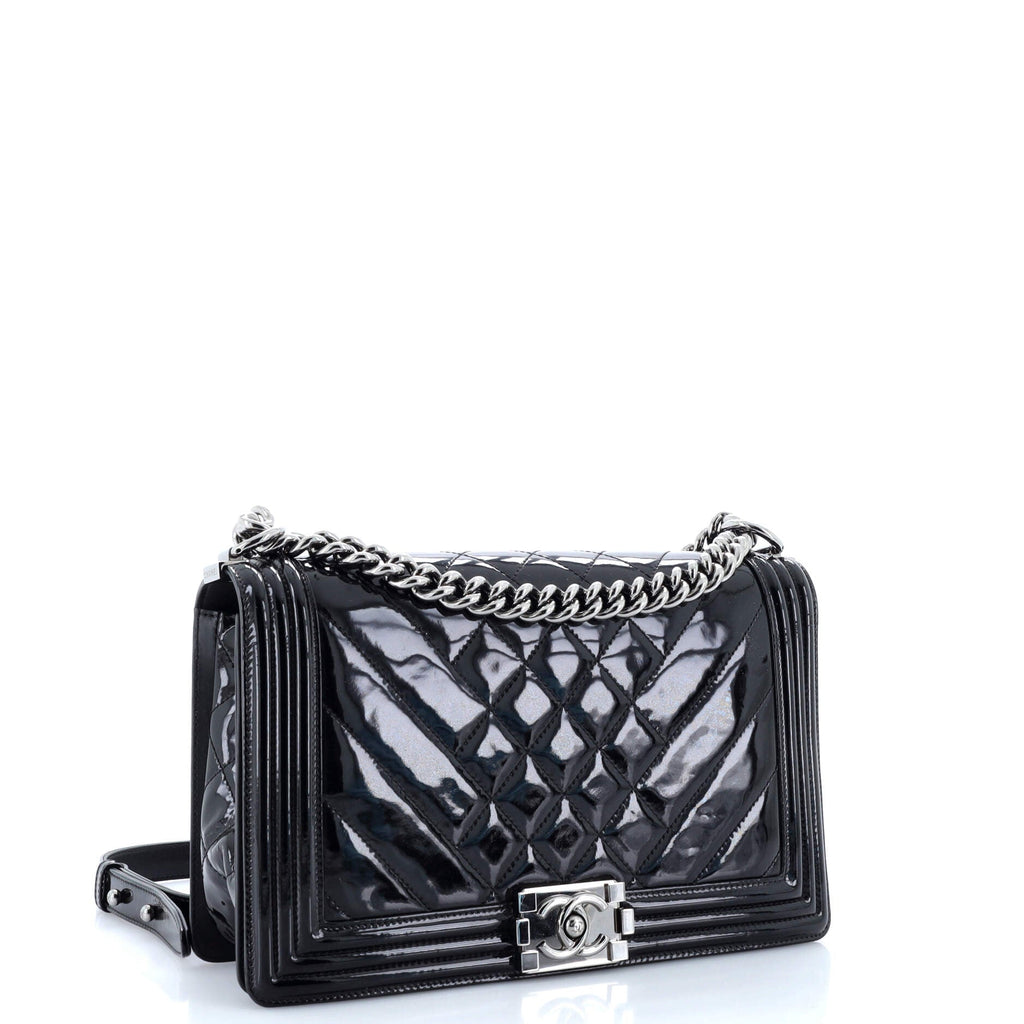 Boy Flap Bag Chevron Patent New Medium