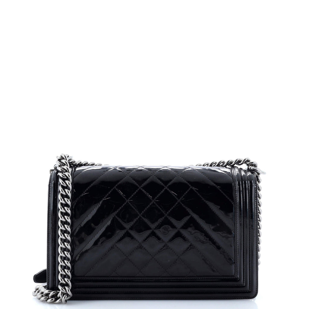 Boy Flap Bag Chevron Patent New Medium