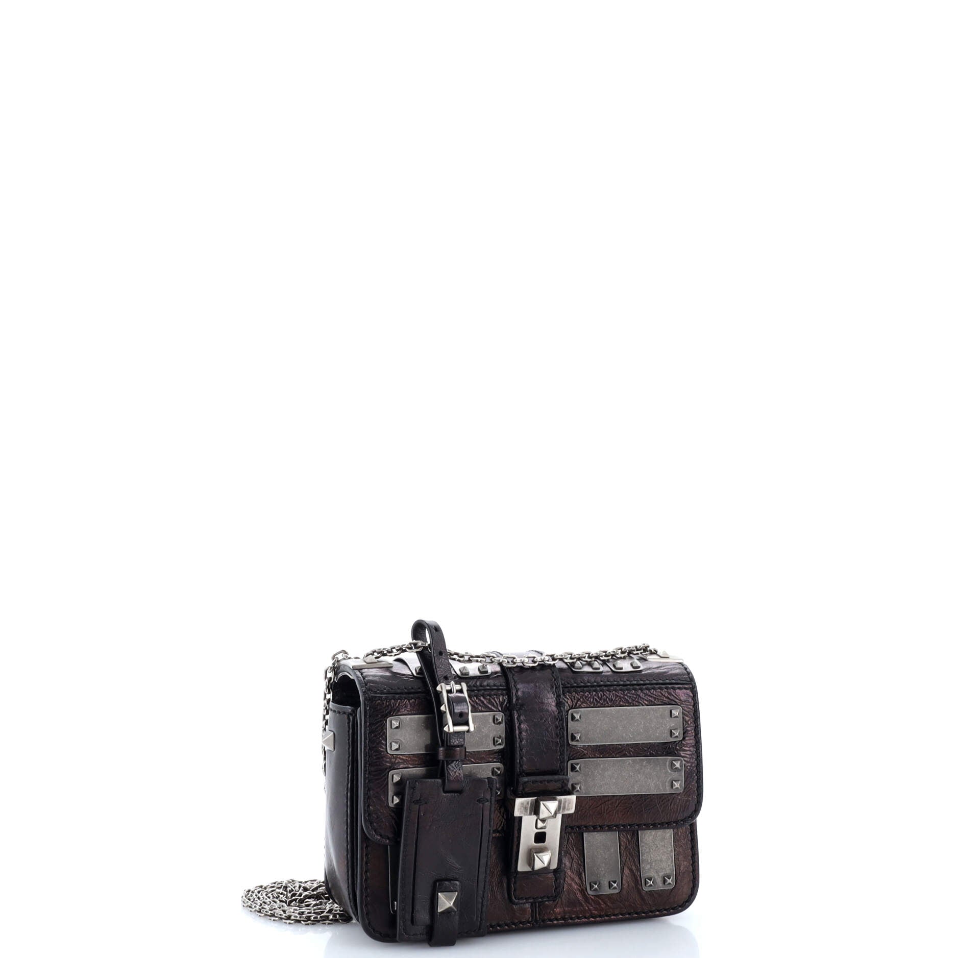 B-Rockstud Shoulder Bag Glazed Leather with Metal Embellishment Micro