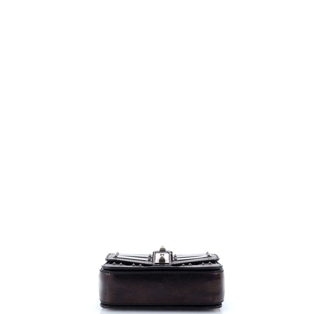 B-Rockstud Shoulder Bag Glazed Leather with Metal Embellishment Micro