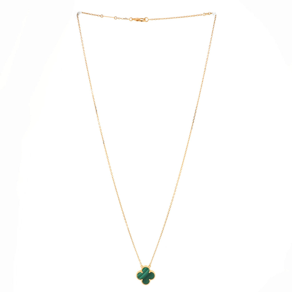 Vintage Alhambra Pendant Necklace 18K Yellow Gold and Malachite