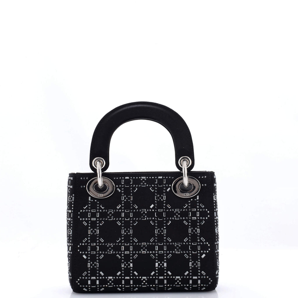 Lady Dior Bag Crystal Embellished Cannage Quilt Satin Mini