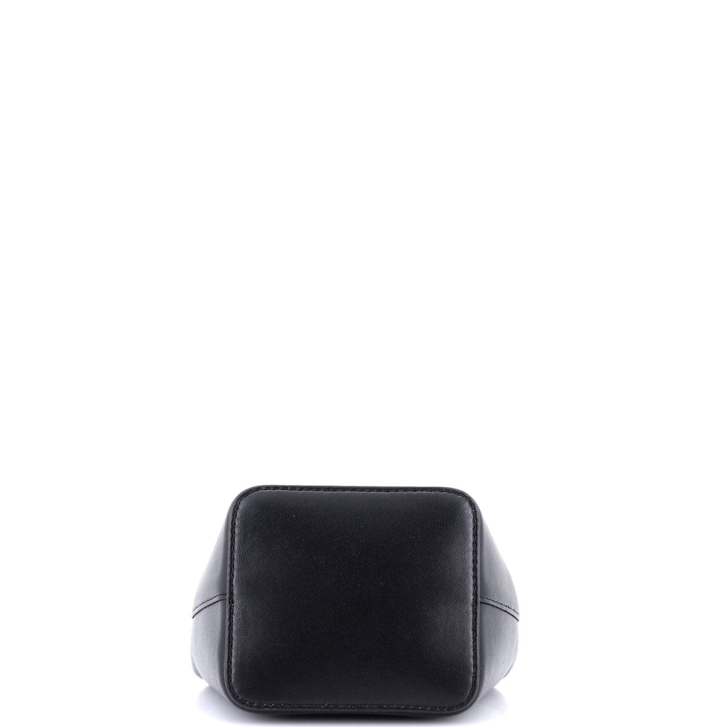 VLogo Convertible Top Handle Bucket Bag Leather Mini