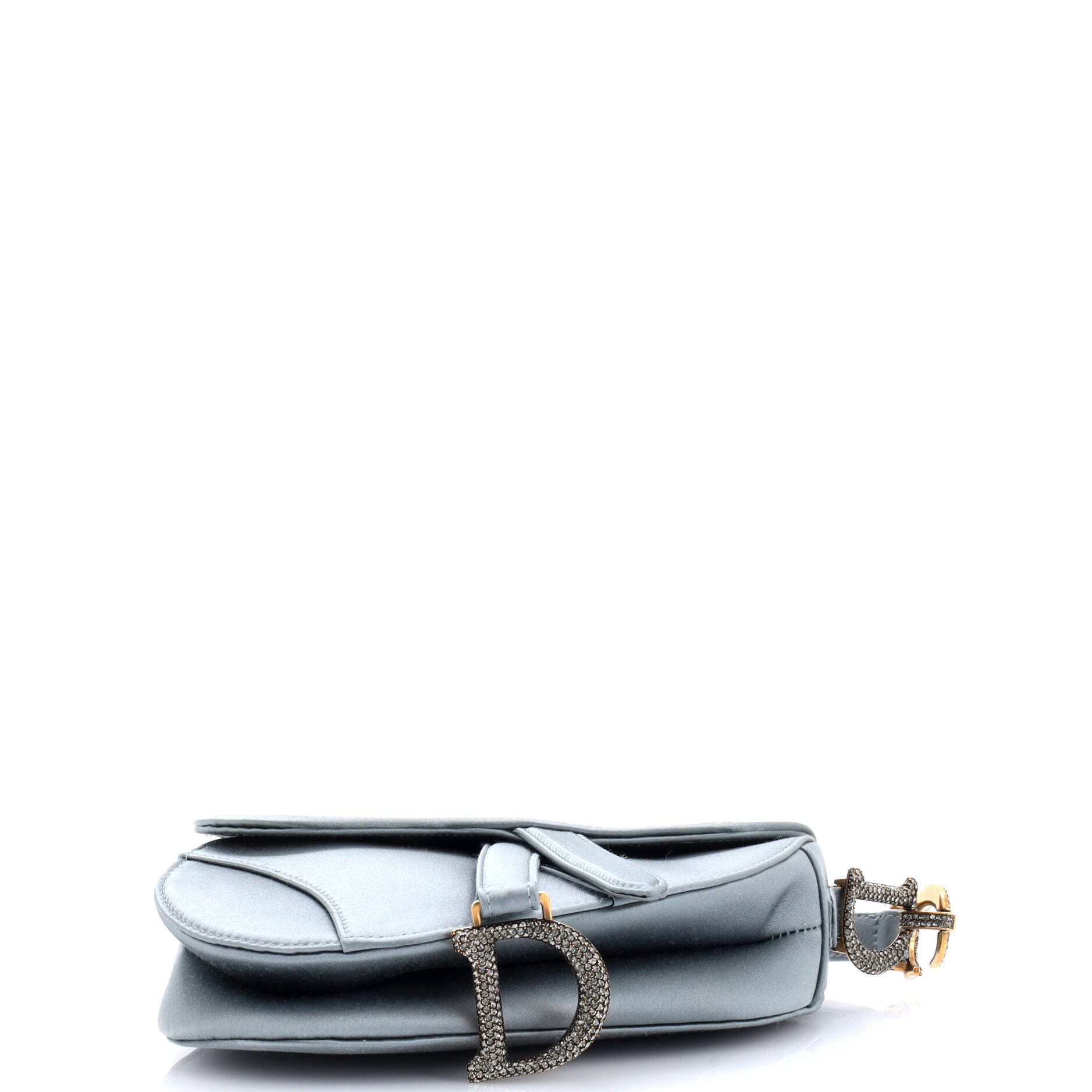 Saddle Handbag Satin with Crystals Mini