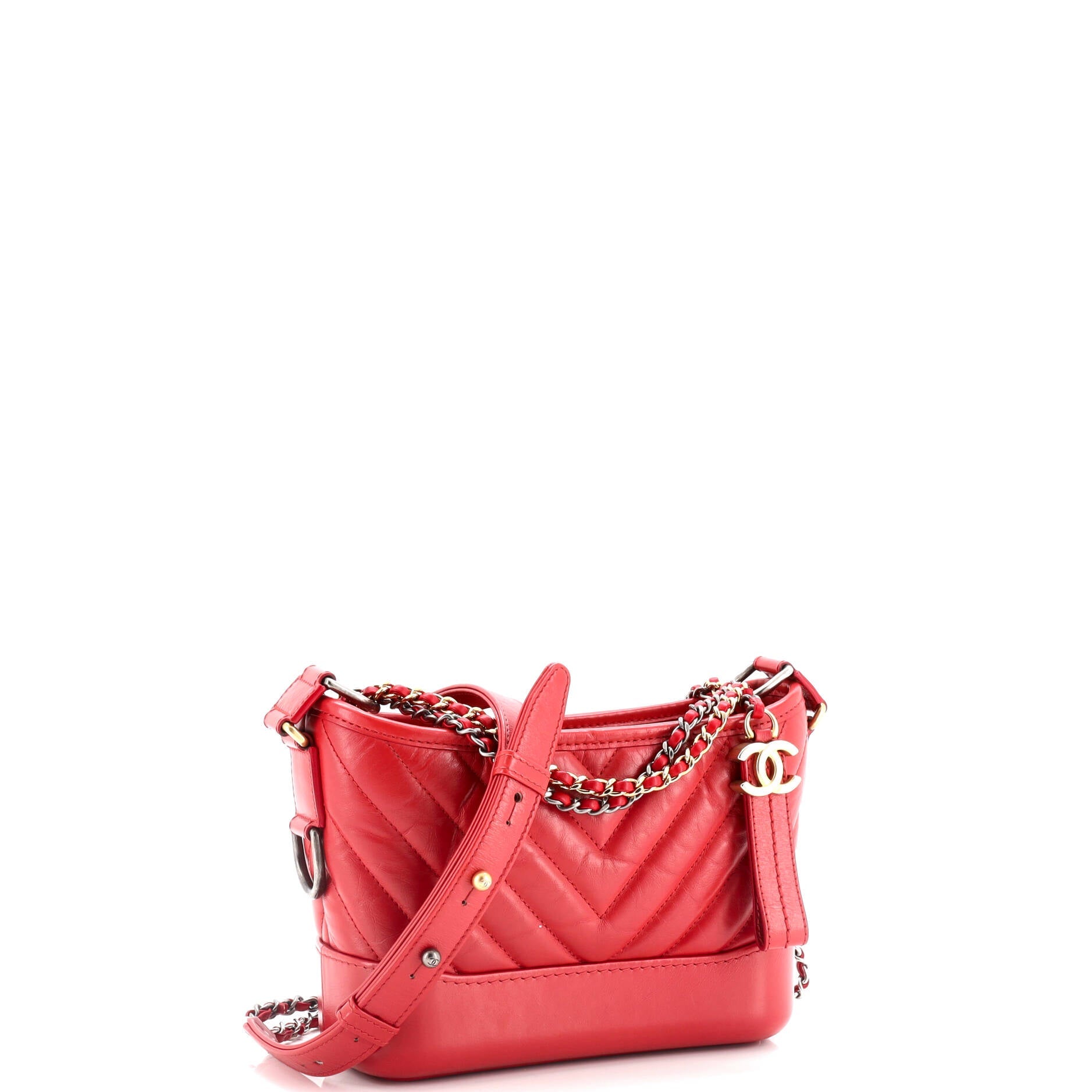 Gabrielle Hobo Chevron Aged Calfskin Small