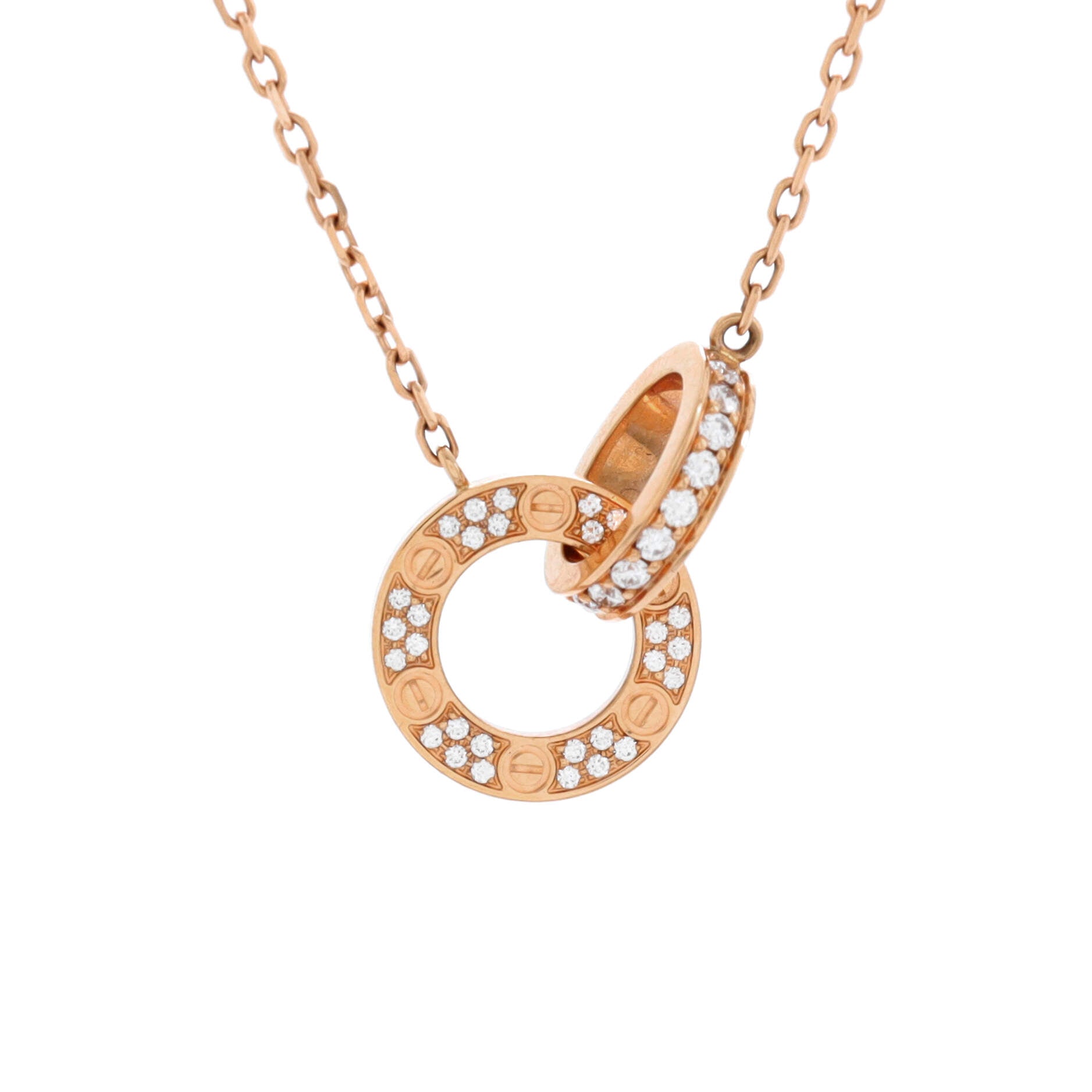 Love Interlocking Pave Necklace 18K Rose Gold and Diamonds