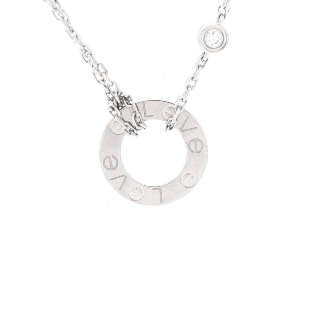 2 Diamonds Love Pendant Necklace 18K White Gold with Diamonds