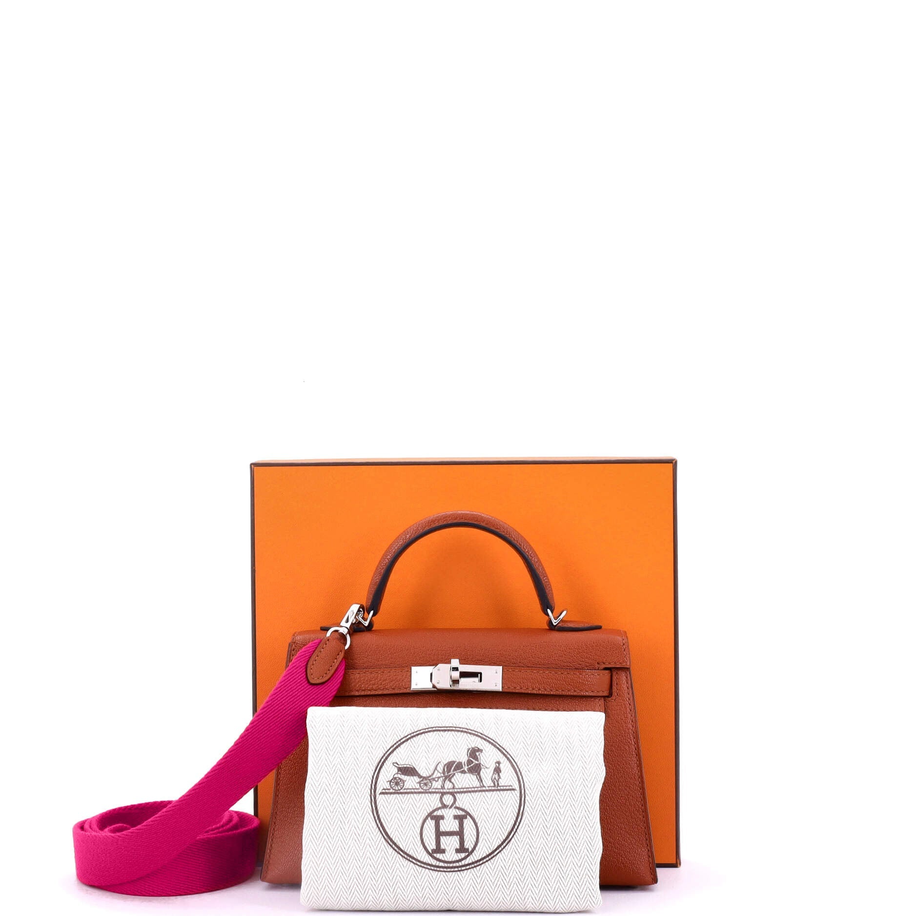 Kelly Mini II Amazone Handbag Brown Chevre Mysore with Palladium Hardware 20