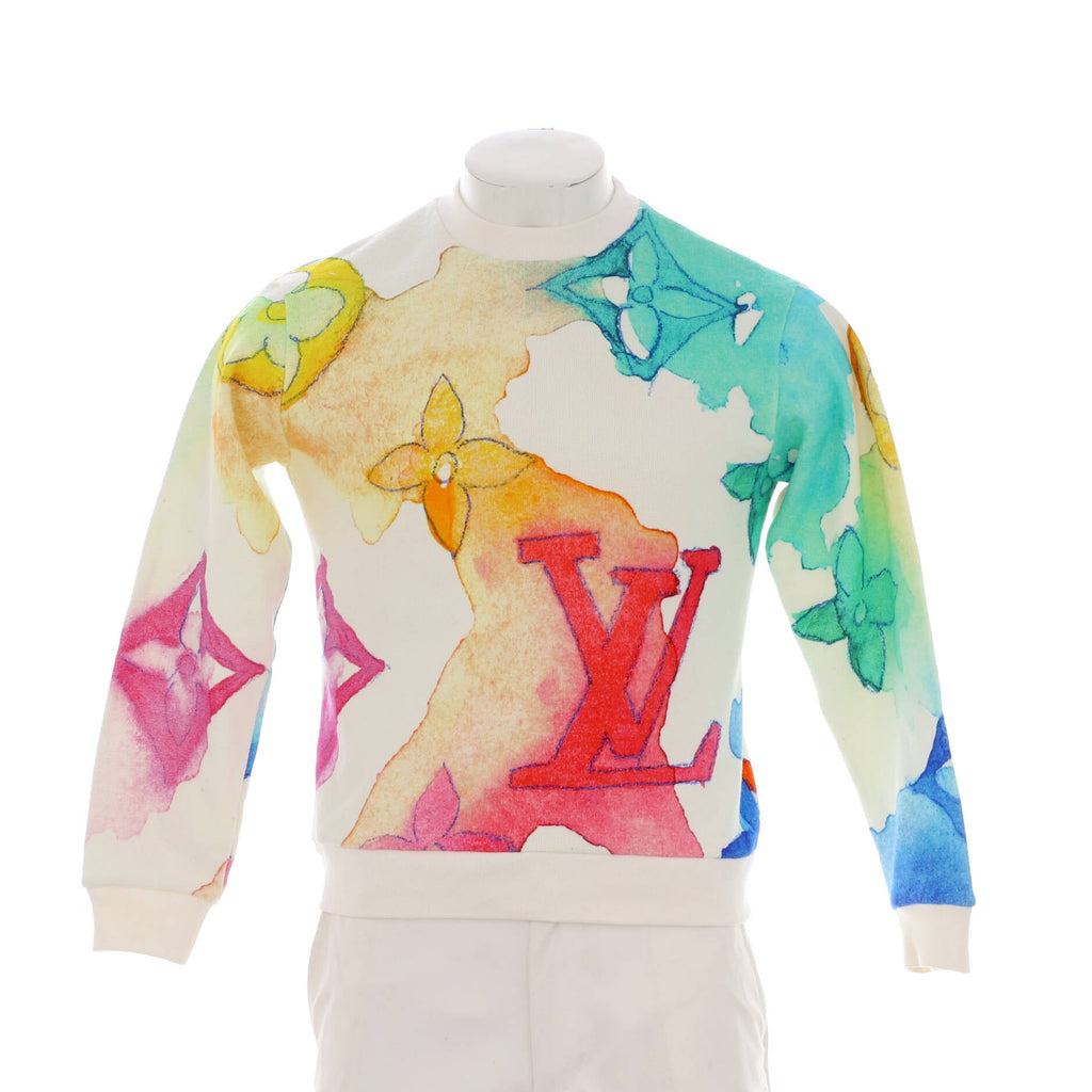 Men's Watercolor Giant Monogram Crewneck Sweater Cotton Blend
