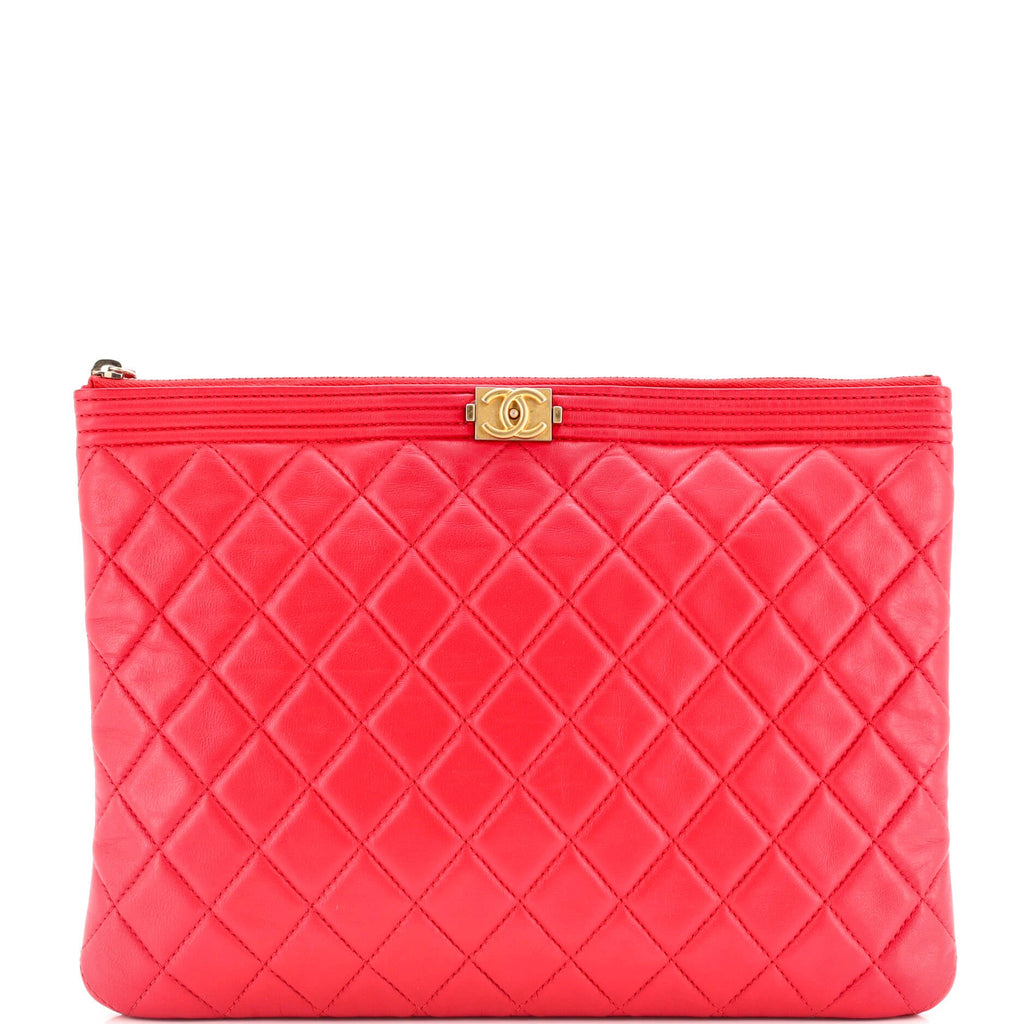 Boy O Case Clutch Quilted Lambskin Medium