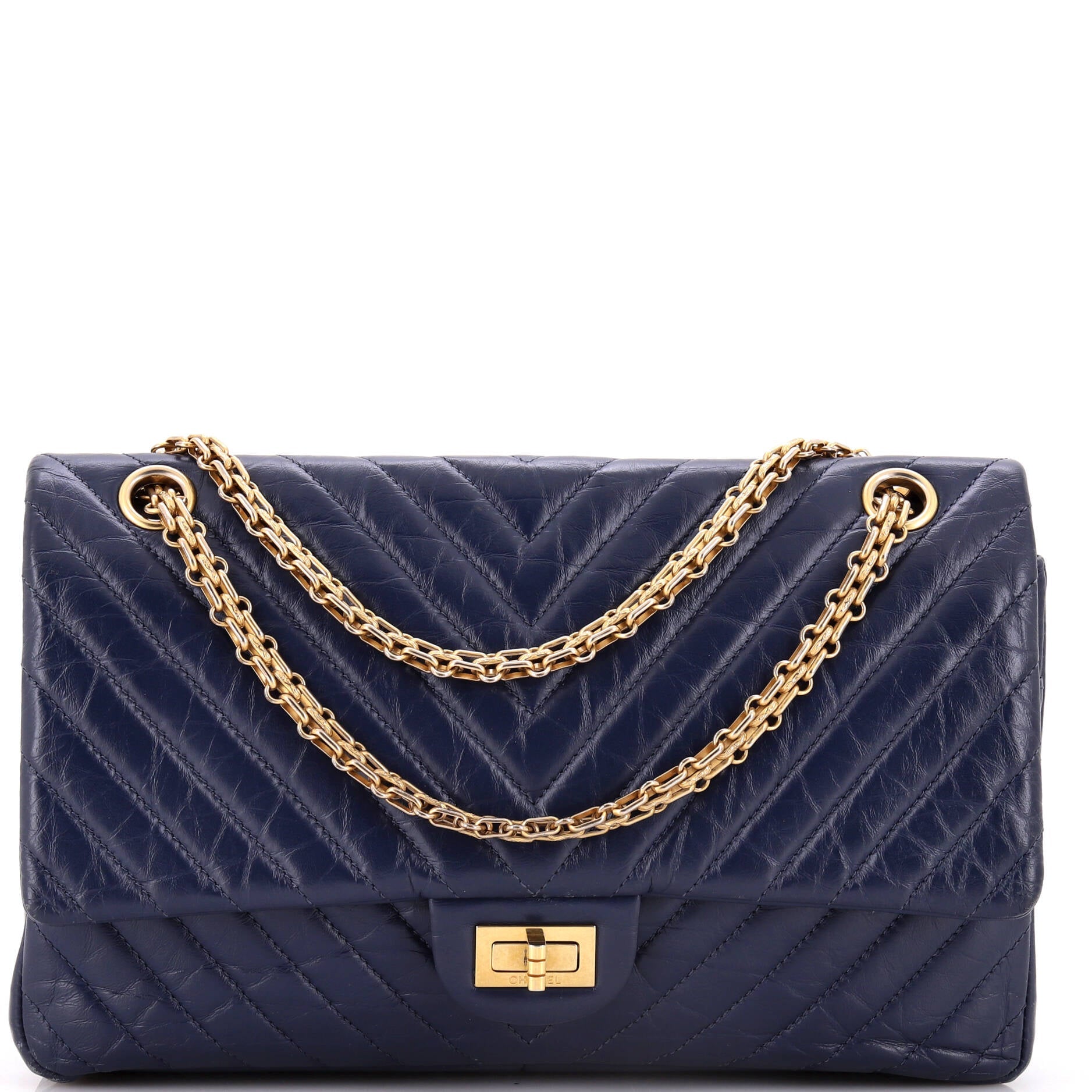 Reissue 2.55 Flap Bag Chevron Aged Calfskin 226