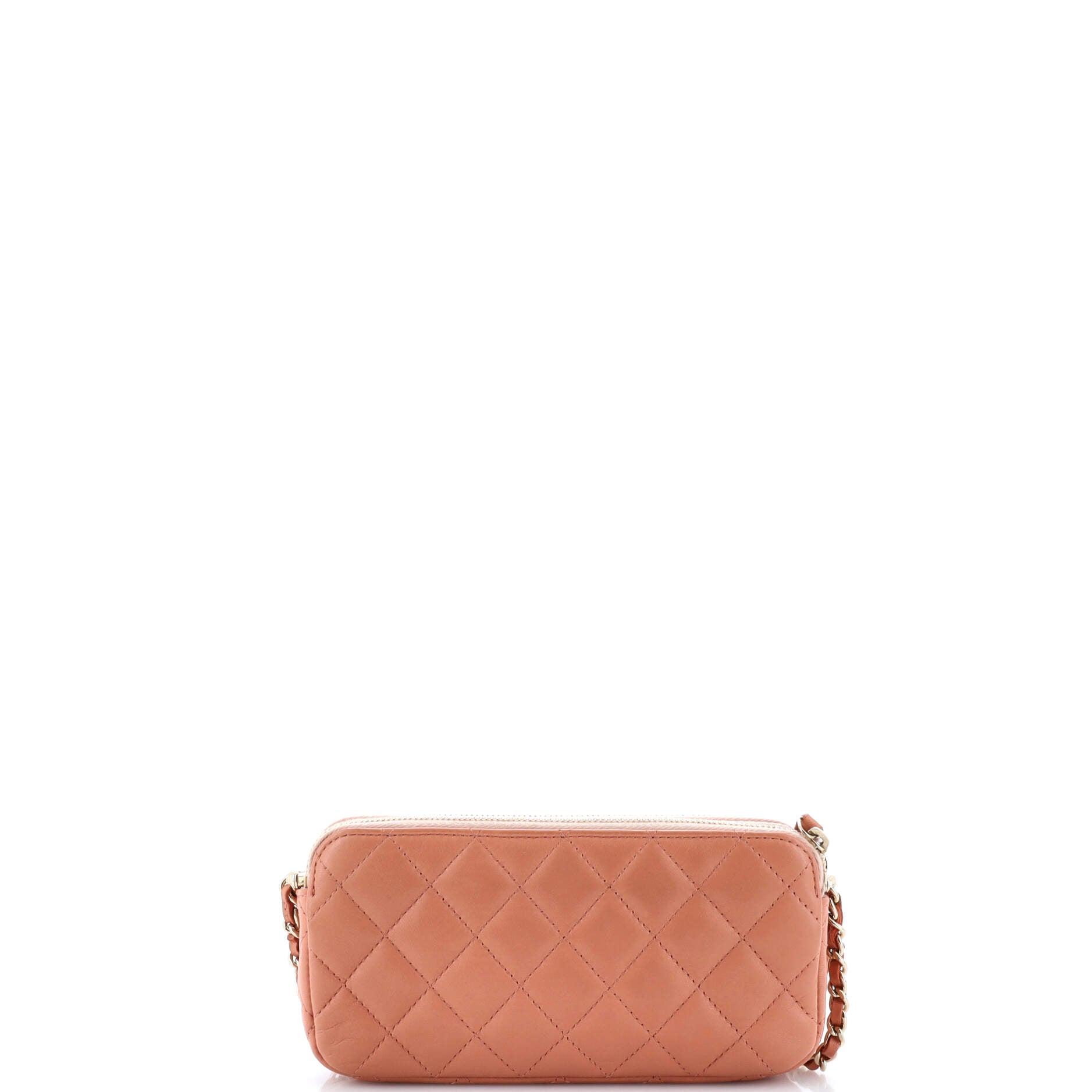 Double Zip Clutch with Chain Quilted Lambskin