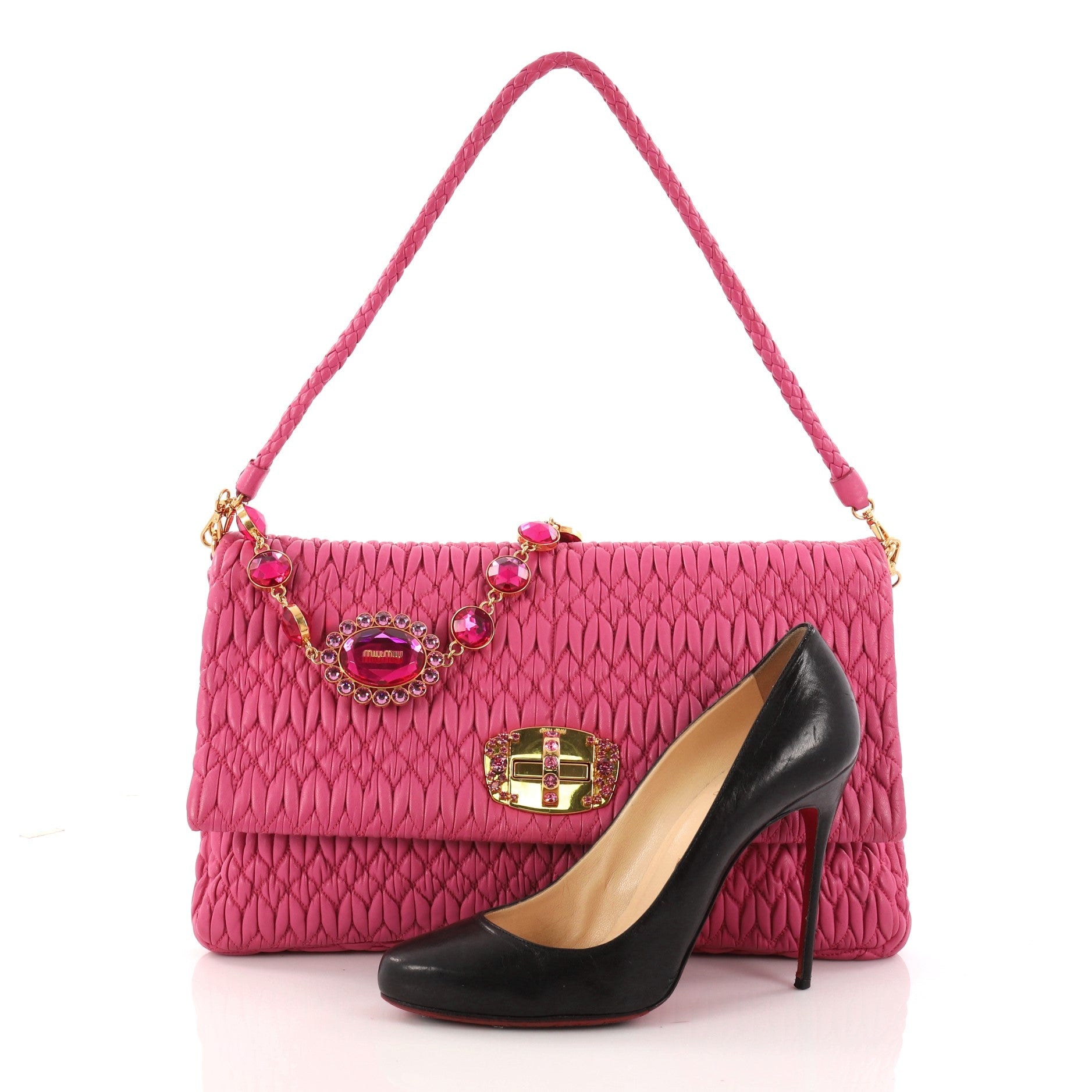 Crystal Clutch Matelasse Leather Large