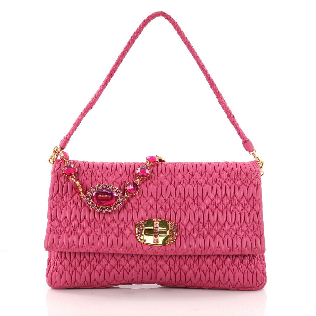 Crystal Clutch Matelasse Leather Large