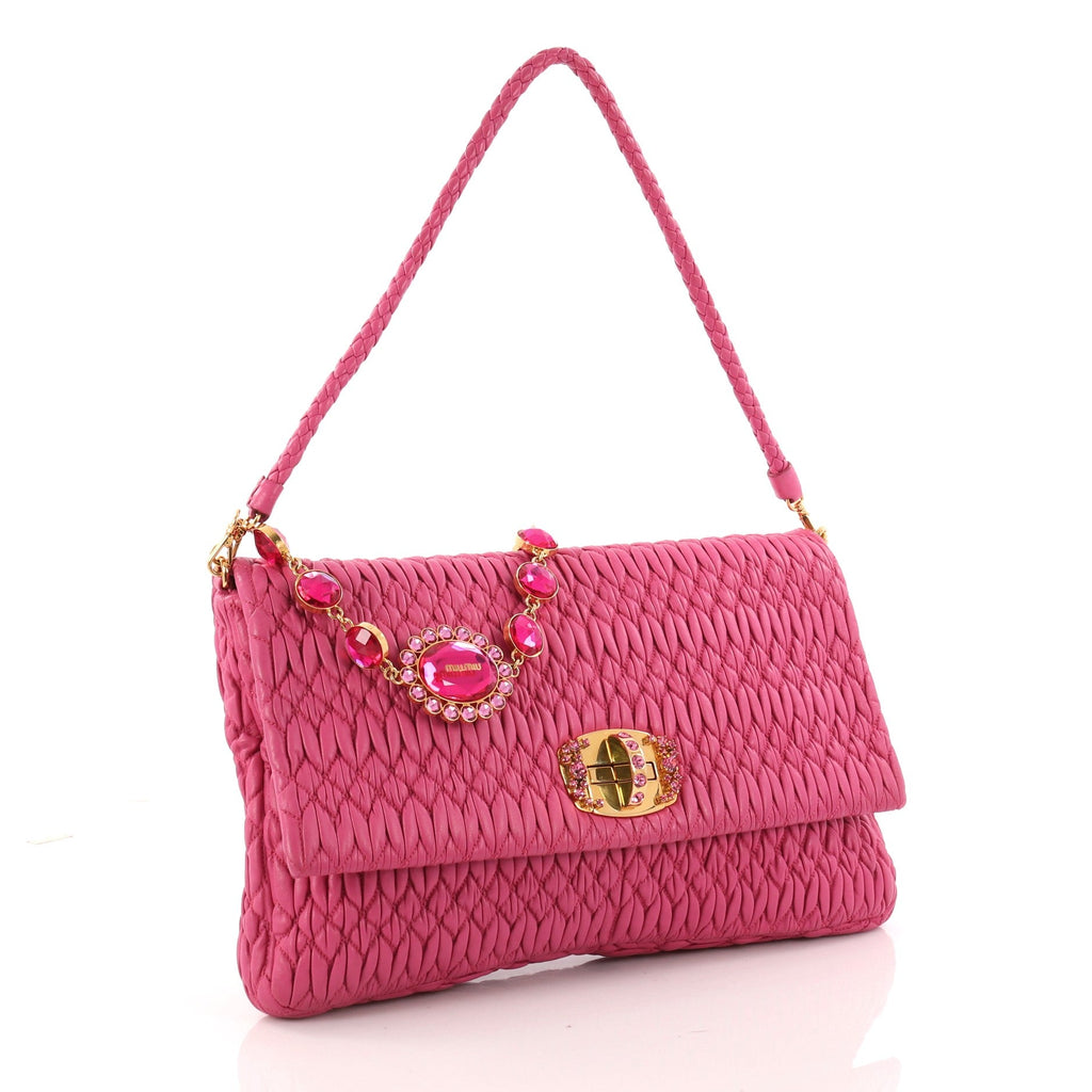 Crystal Clutch Matelasse Leather Large