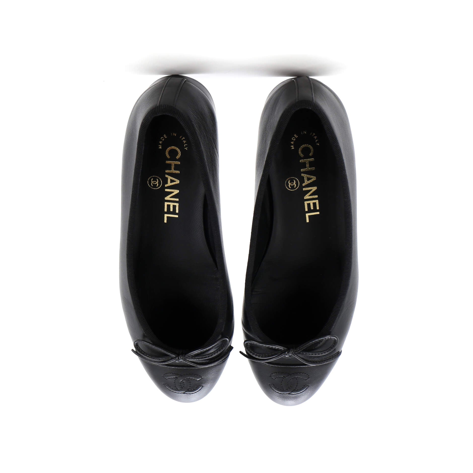 Women's CC Cap Toe Bow Ballerina Flats Leather