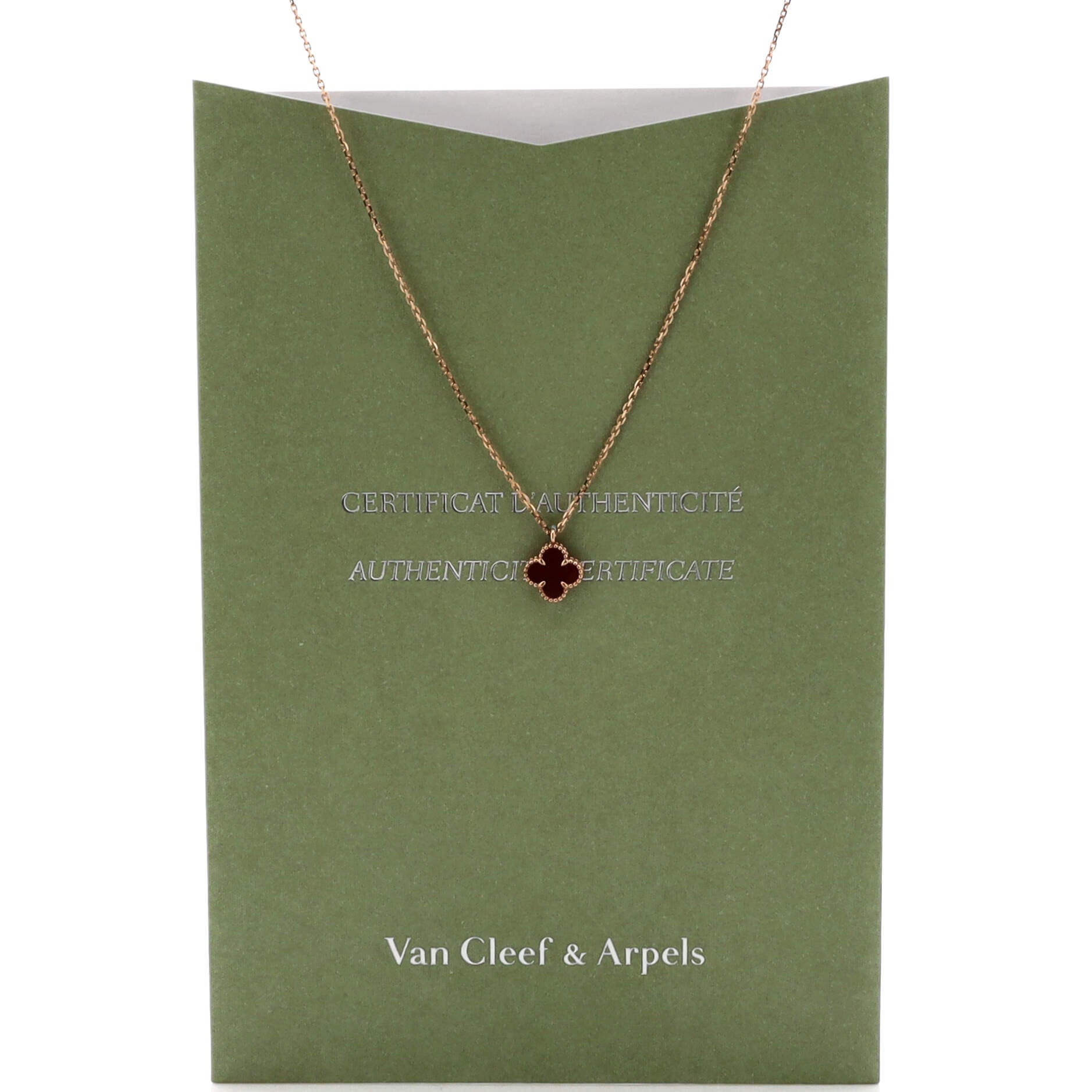 Sweet Alhambra Pendant Necklace 18K Rose Gold and Carnelian