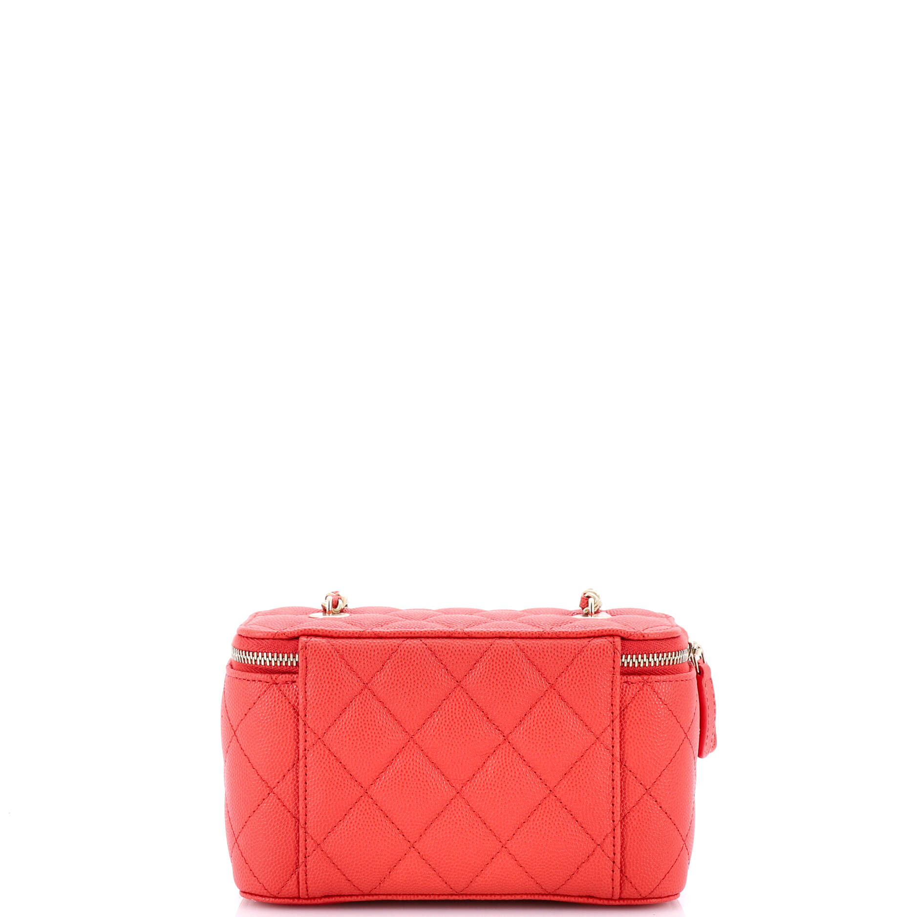 Sweet Heart Vanity Case with Chain Quilted Caviar Small