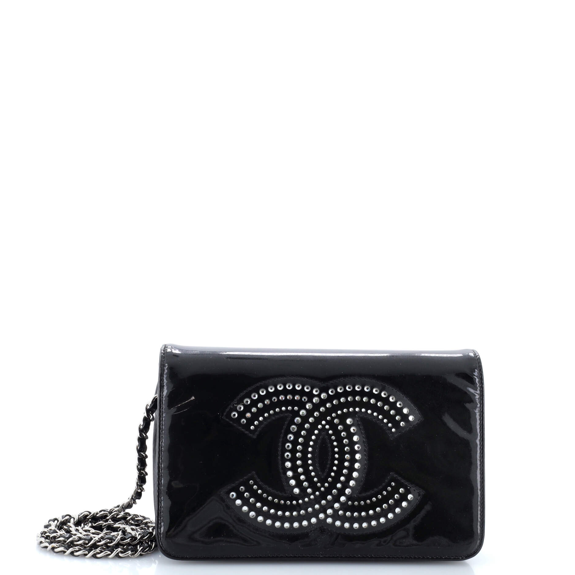 CC Wallet on Chain Strass Embellished Patent