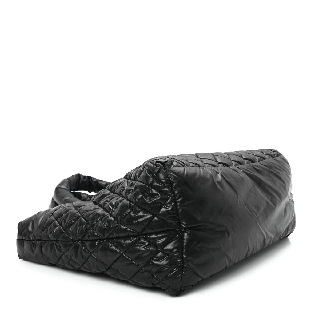 Nylon Quilted Large Coco Cocoon Tote Black