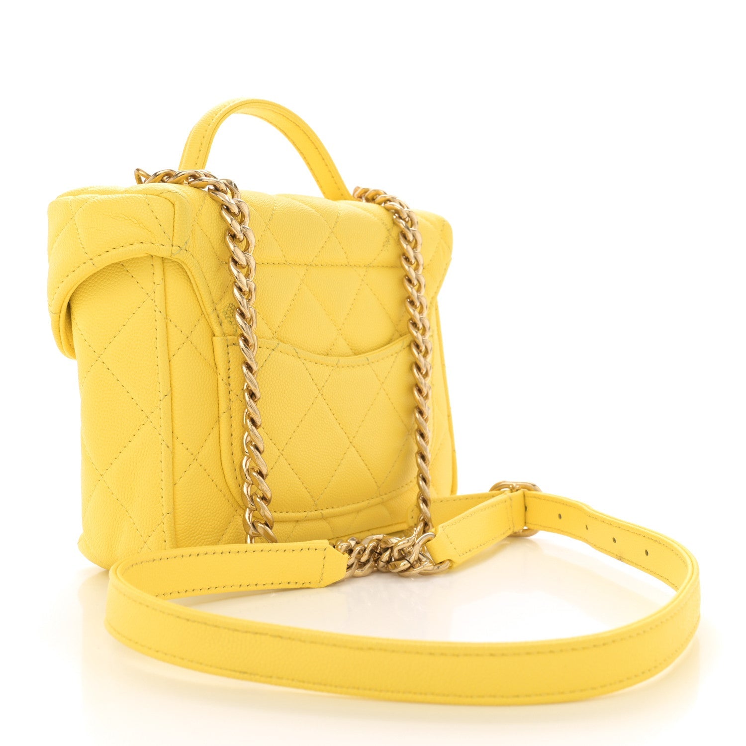 Caviar Quilted Handy Box Vanity Case Yellow