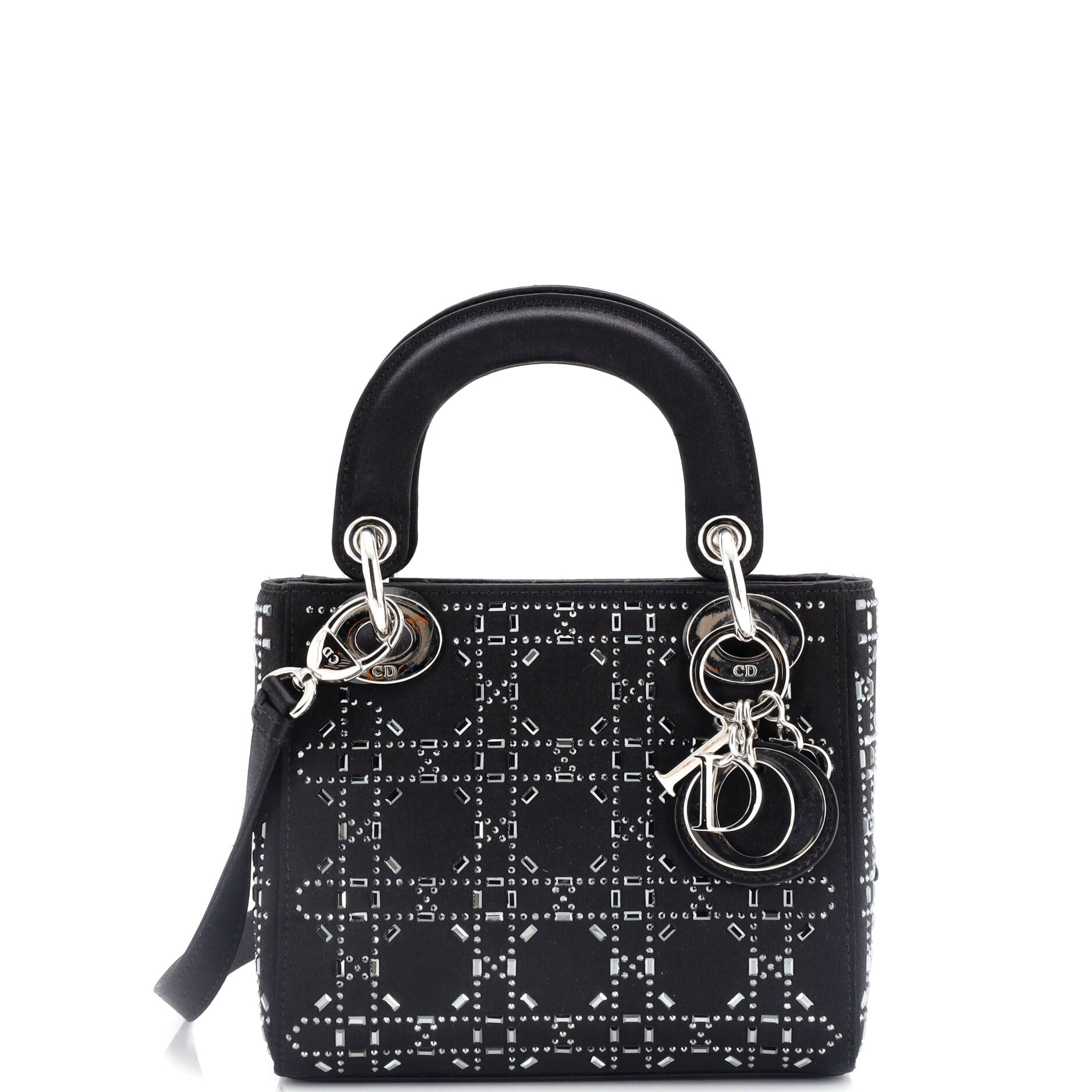 Lady Dior Bag Crystal Embellished Cannage Quilt Satin Mini
