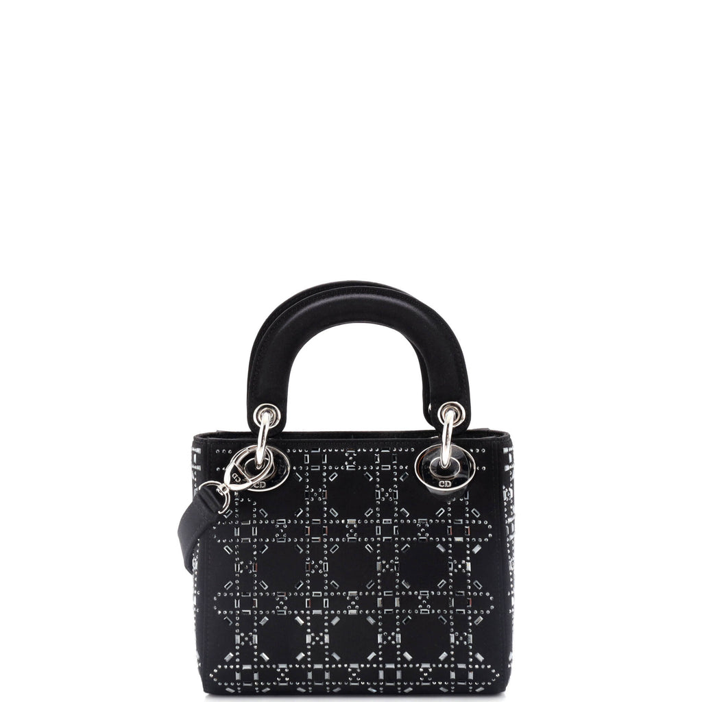 Lady Dior Bag Crystal Embellished Cannage Quilt Satin Mini