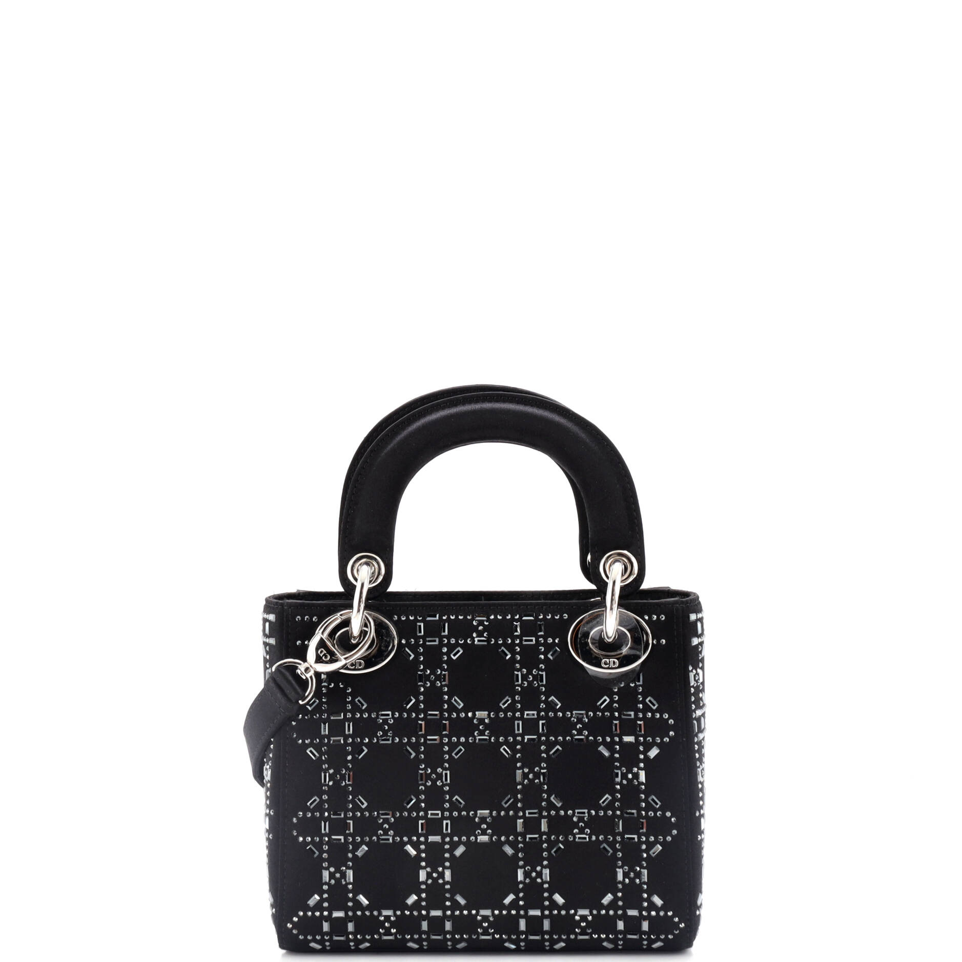 Lady Dior Bag Crystal Embellished Cannage Quilt Satin Mini