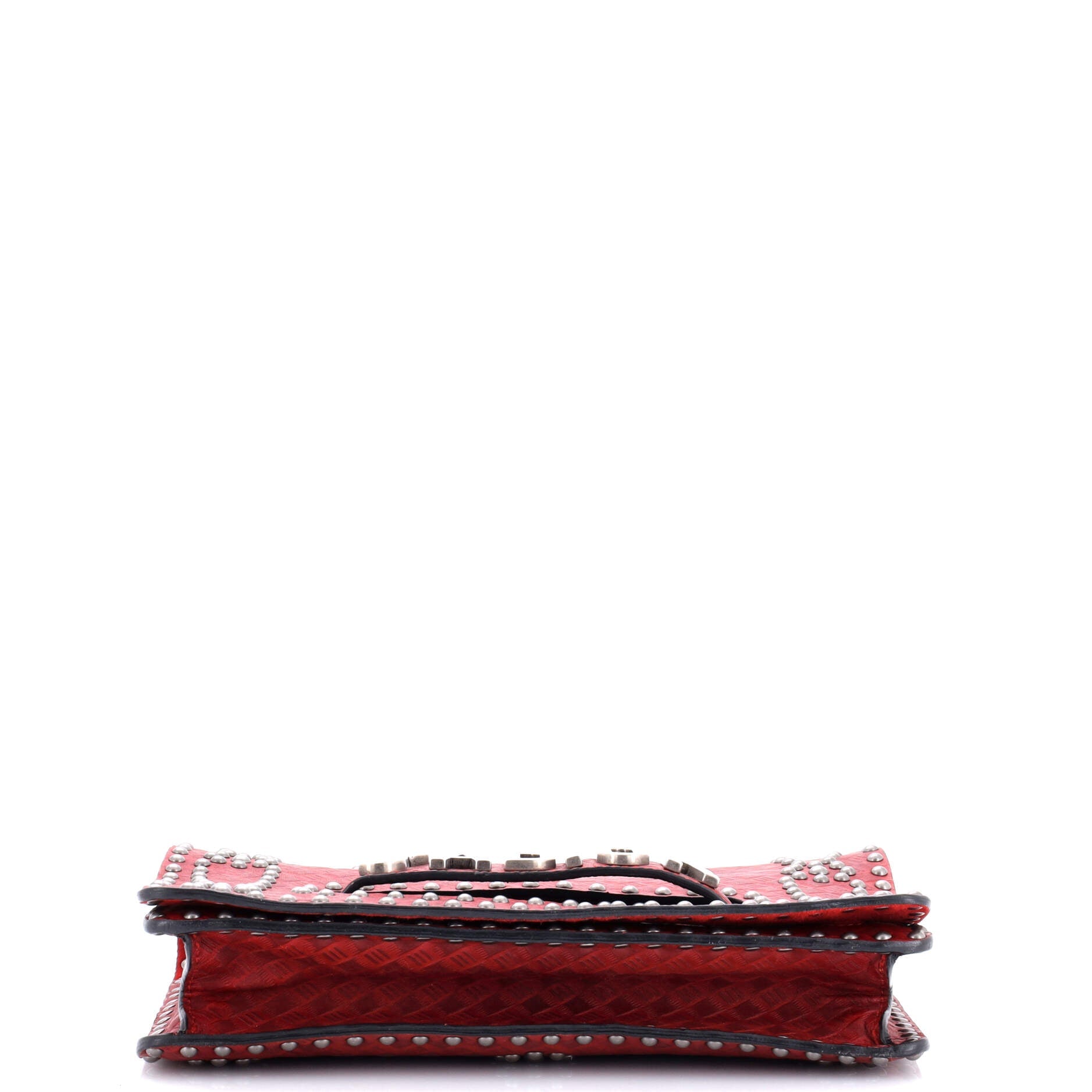 J'Adior Flap Bag Studded Embossed Leather Medium