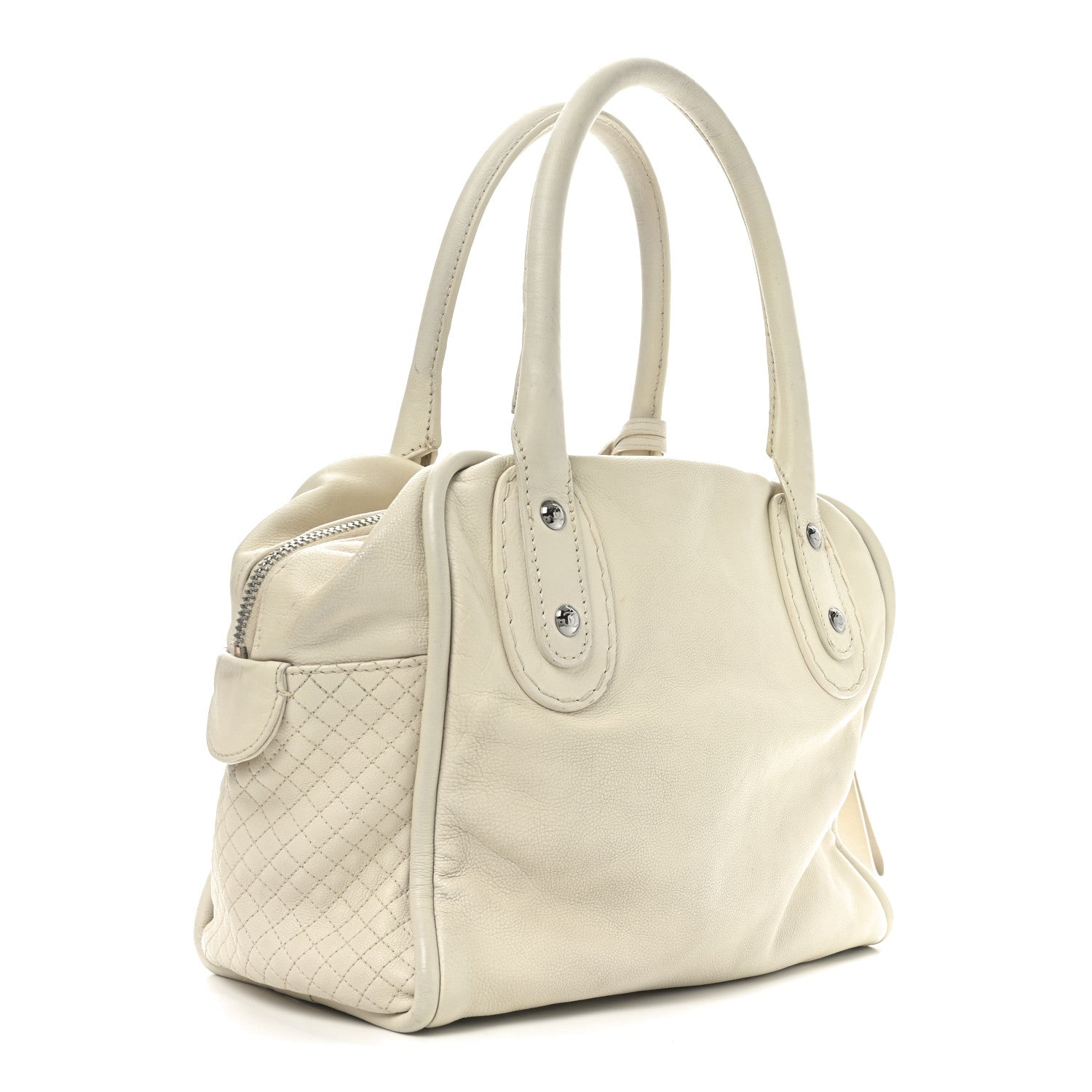 Calfskin Small CC Bowler White