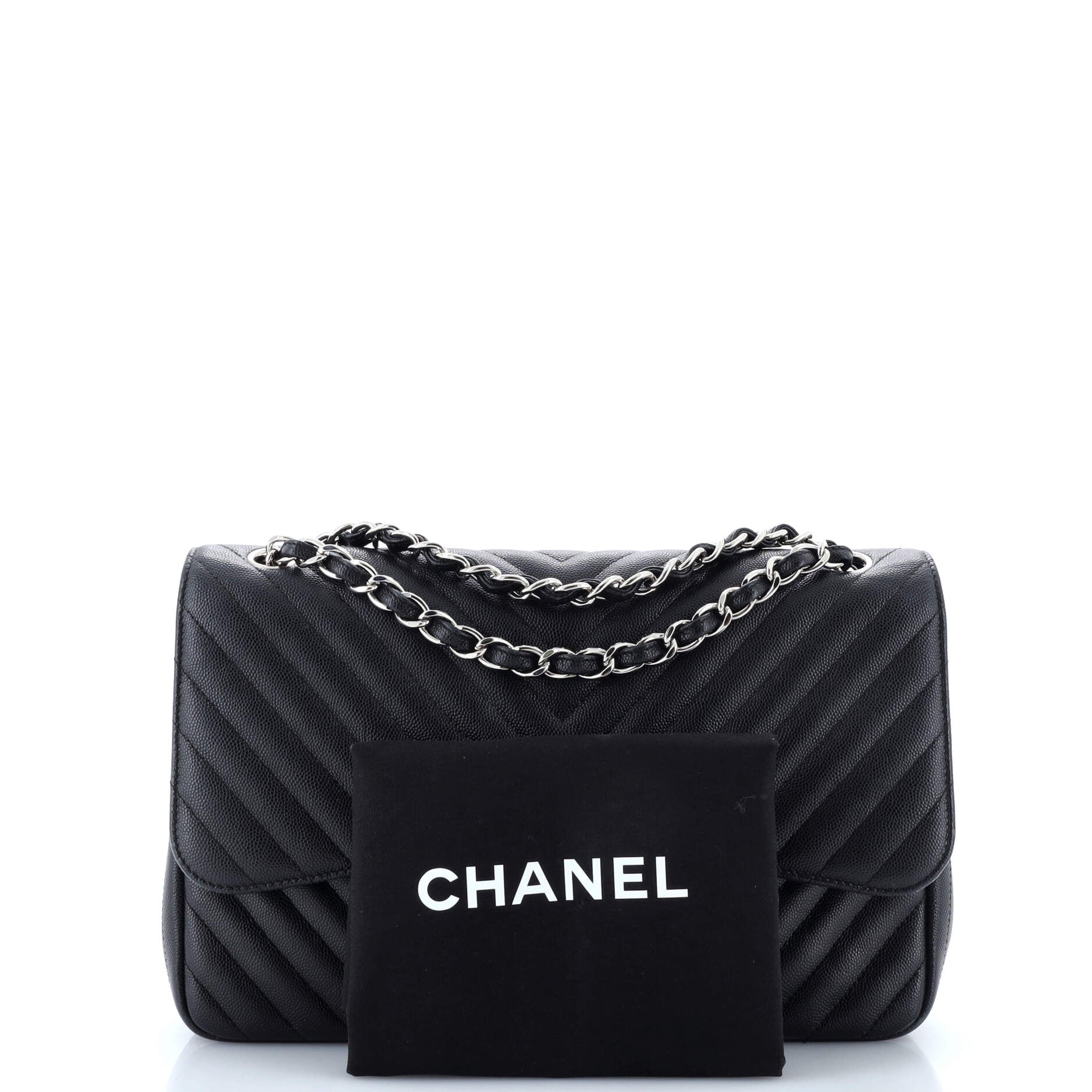 Classic Double Flap Bag Chevron Caviar Jumbo