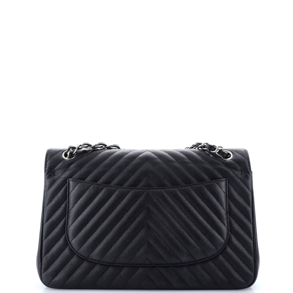 Classic Double Flap Bag Chevron Caviar Jumbo