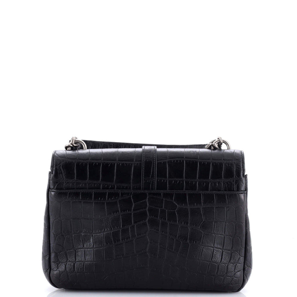 Classic Monogram College Bag Crocodile Embossed Leather Medium