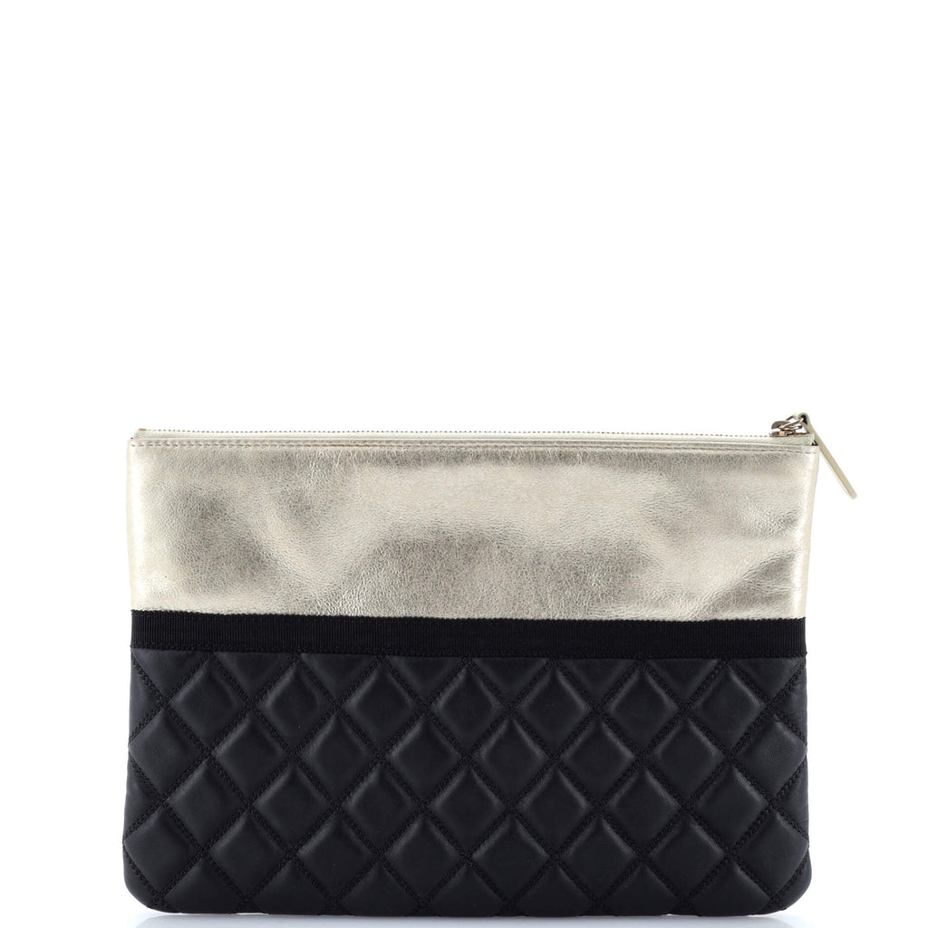 Pearl O Case Clutch Quilted Lambskin and Calfskin Medium