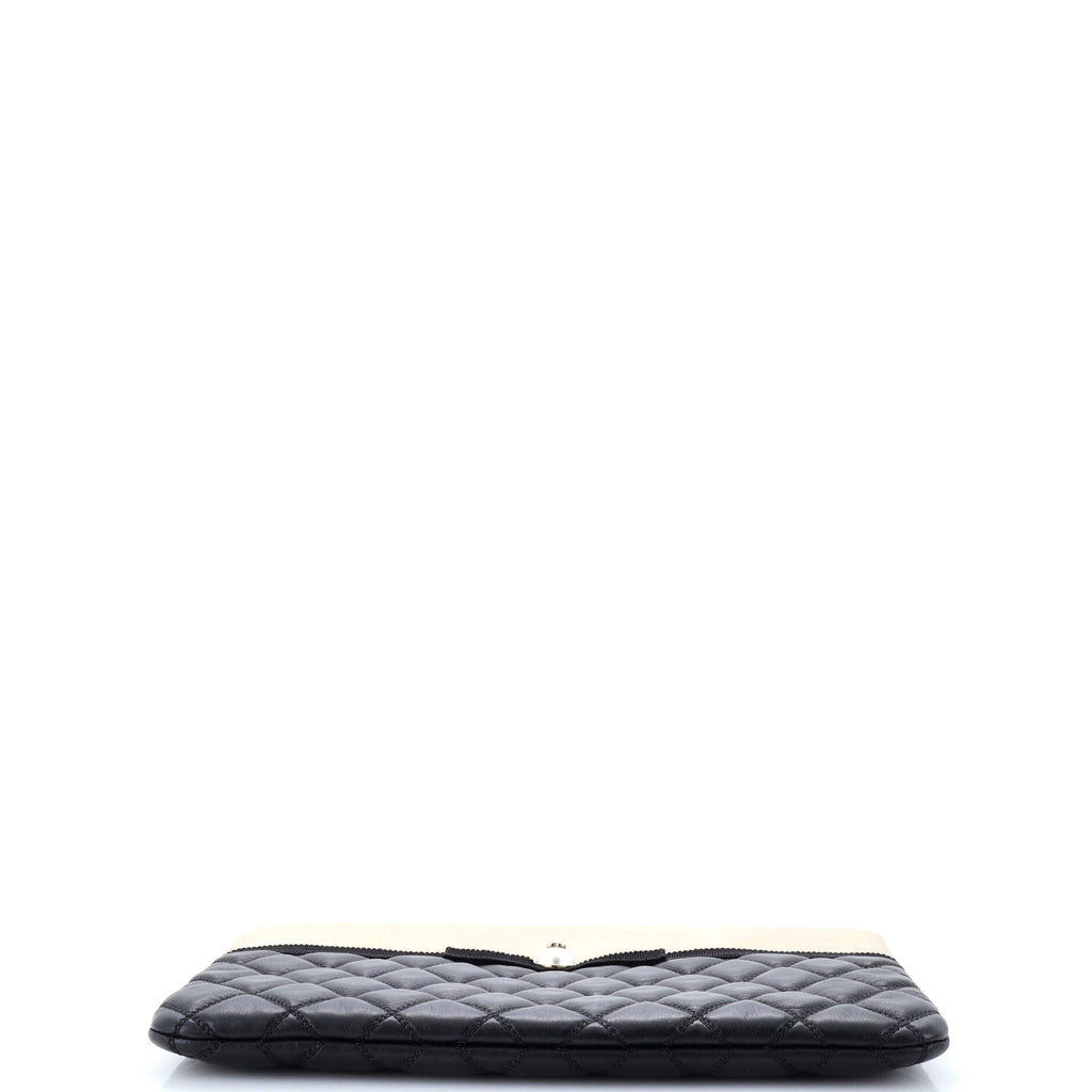 Pearl O Case Clutch Quilted Lambskin and Calfskin Medium