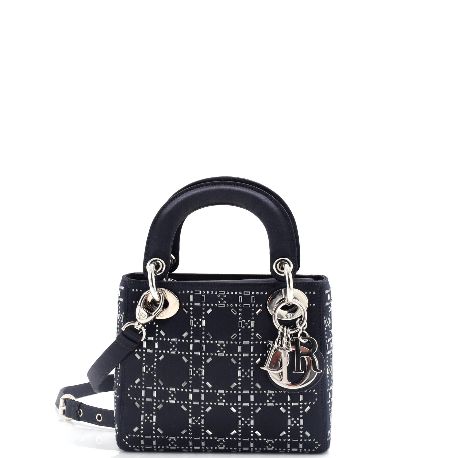 Lady Dior Bag Crystal Embellished Cannage Quilt Satin Mini