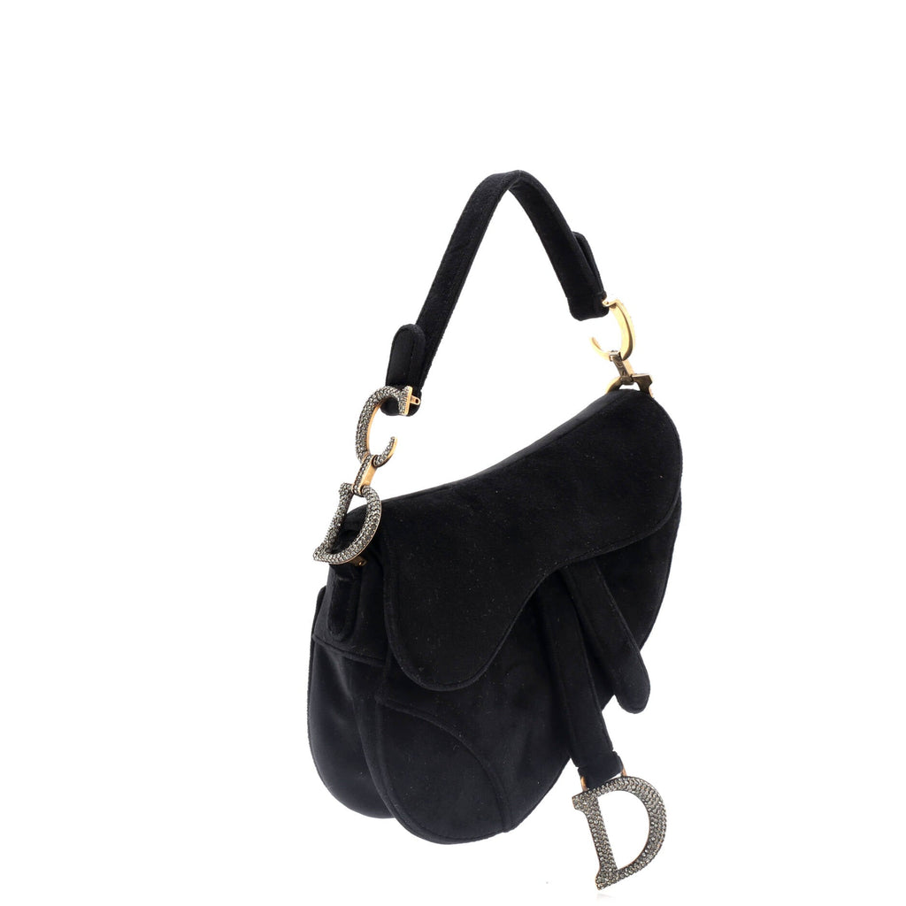 Saddle Handbag Velvet with Crystals Mini
