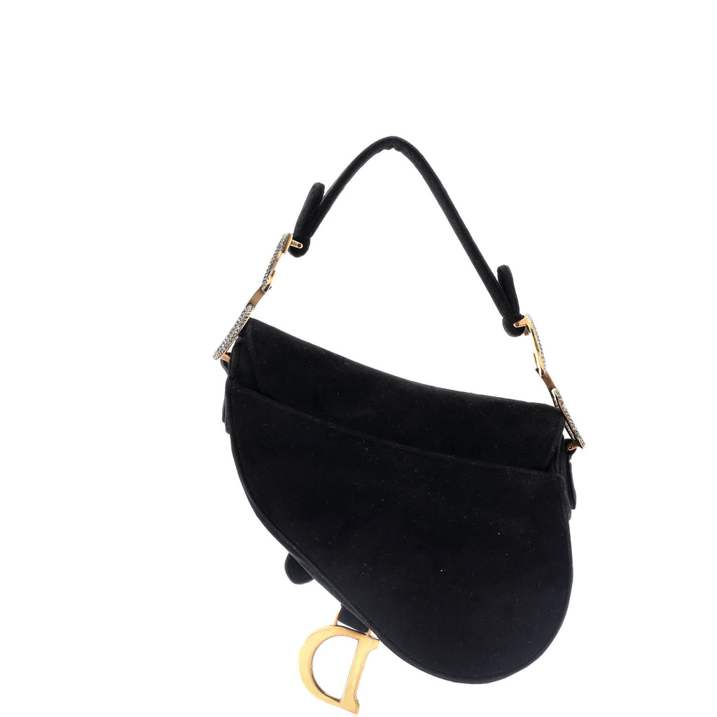 Saddle Handbag Velvet with Crystals Mini