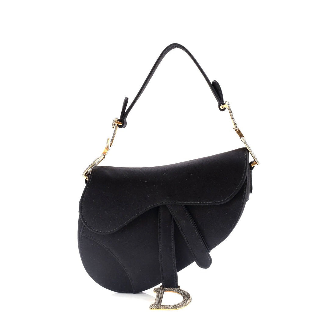 Saddle Handbag Satin with Crystals Mini