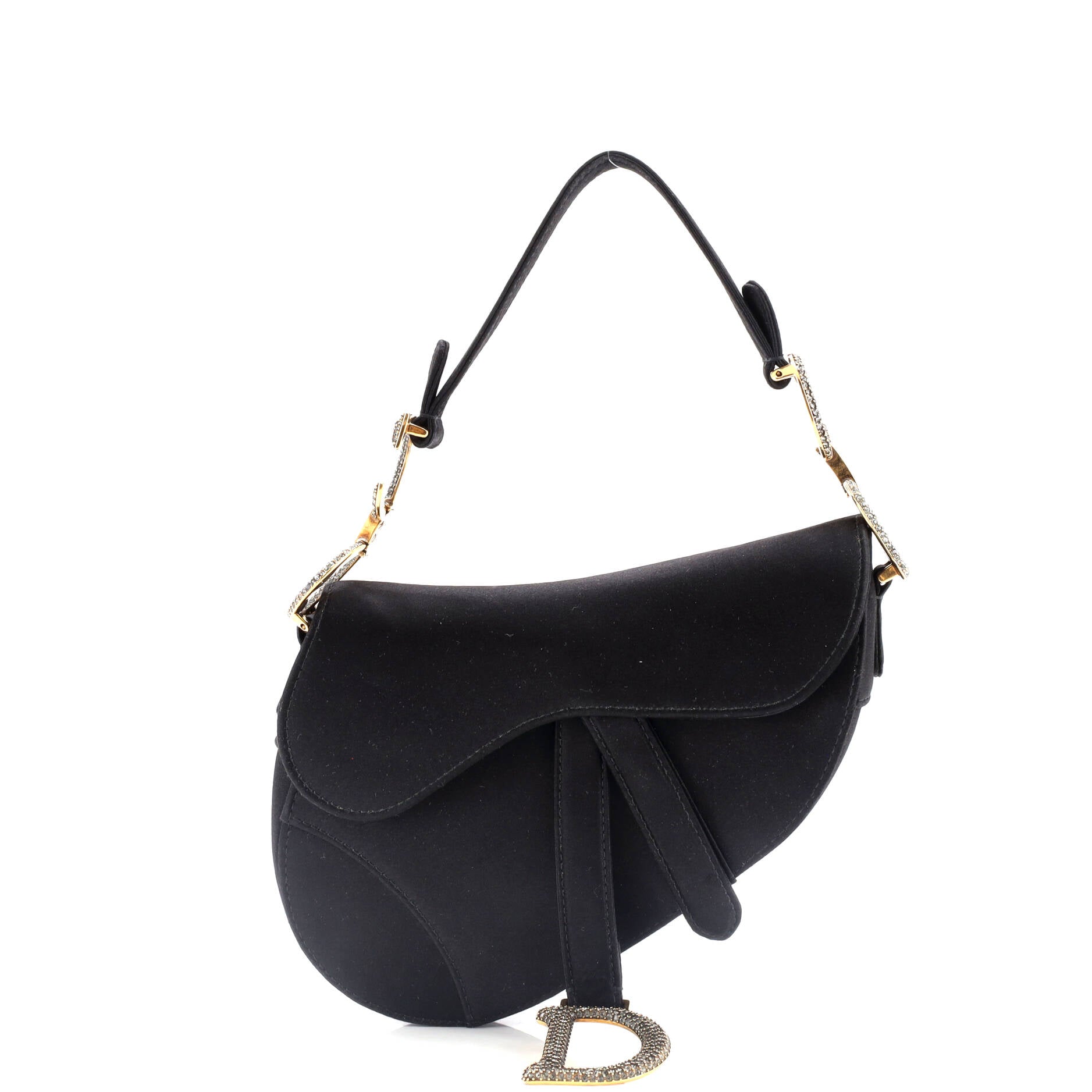 Saddle Handbag Satin with Crystals Mini