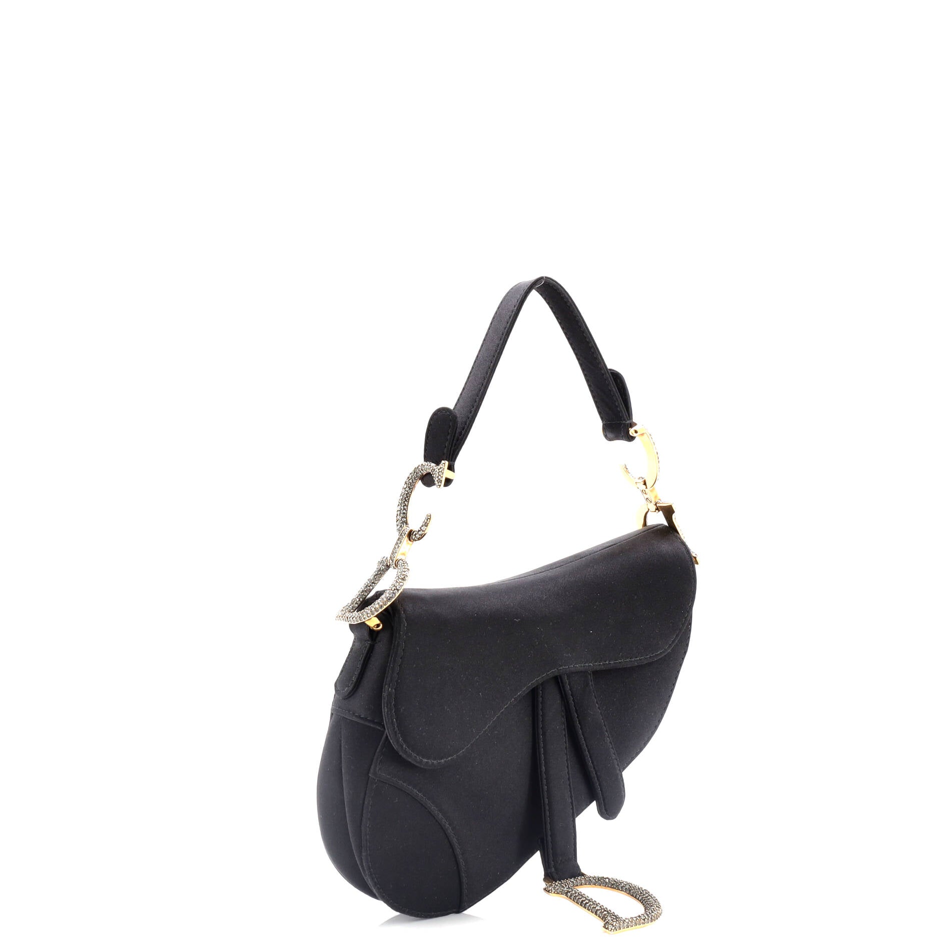 Saddle Handbag Satin with Crystals Mini