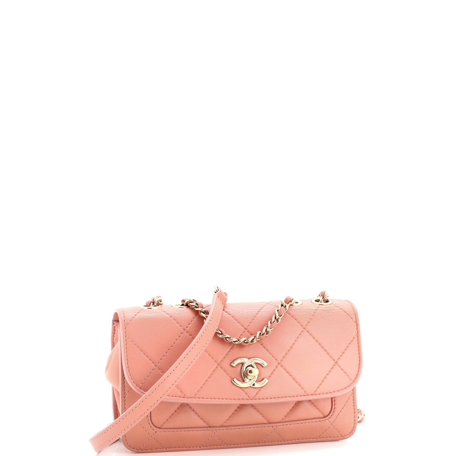 CC Front Pocket Flap Bag Stitched Calfskin Small