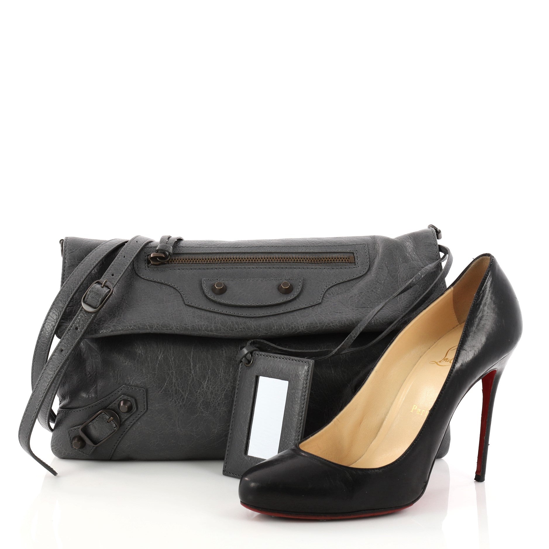 Envelope Strap Clutch Classic Studs Leather
