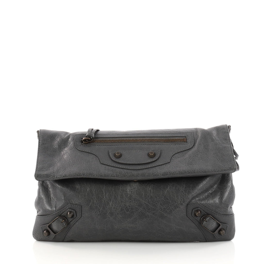 Envelope Strap Clutch Classic Studs Leather