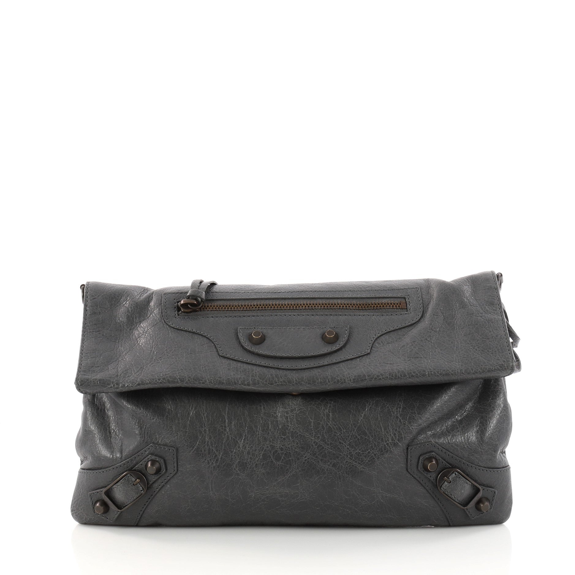 Envelope Strap Clutch Classic Studs Leather