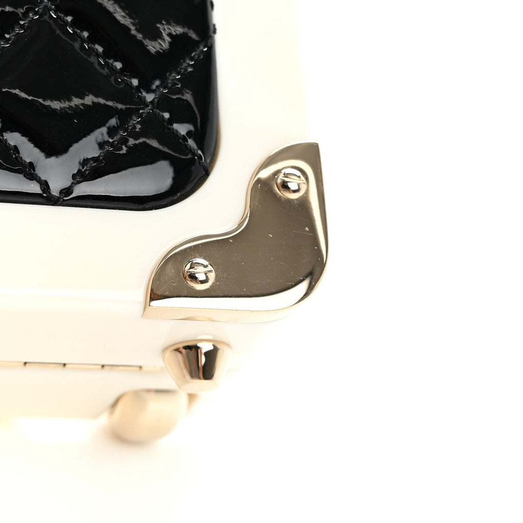 Plexiglass Patent Evening In The Air Mini Trolley Minaudiere Clutch Black White