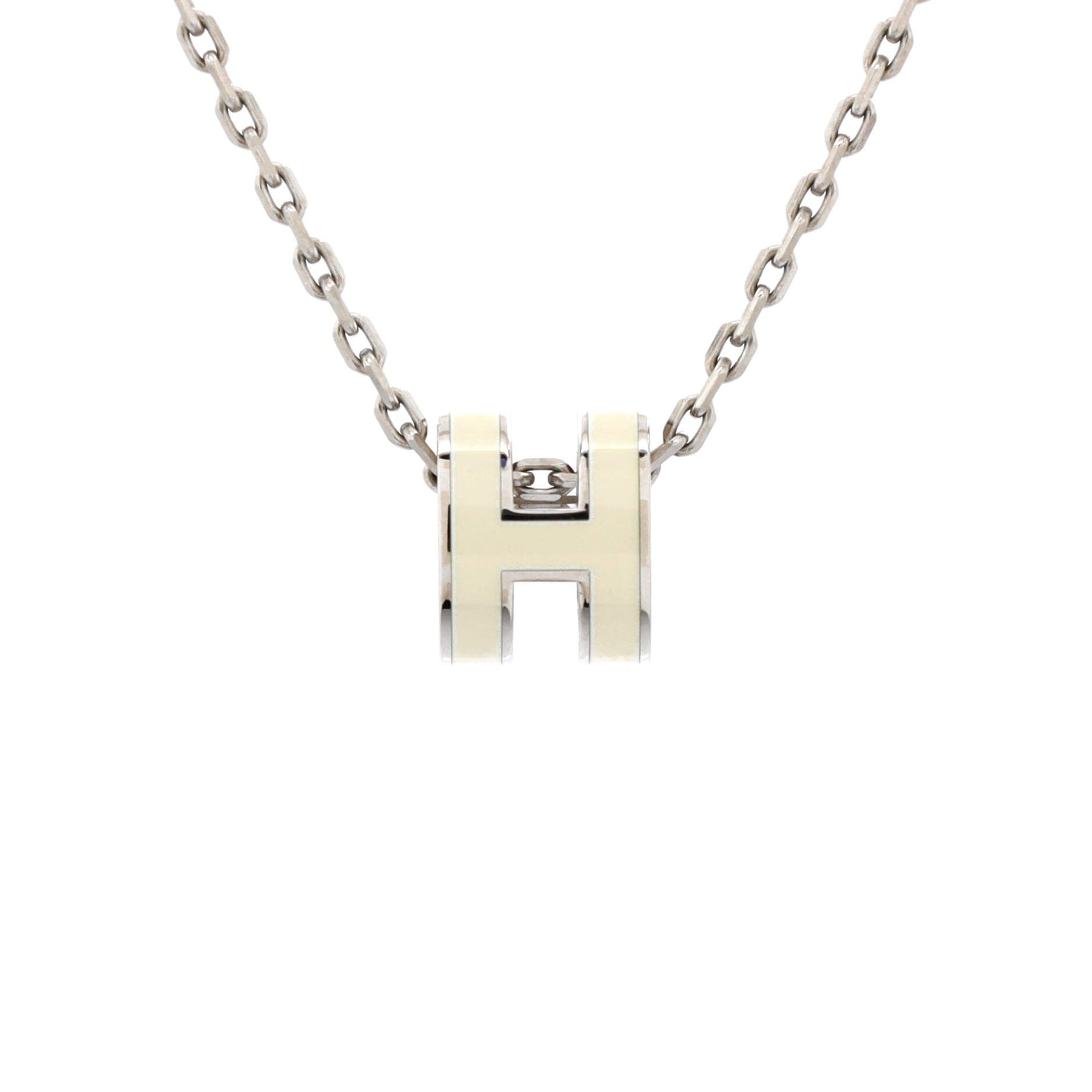 Pop H Pendant Chain Necklace Metal and Enamel Mini