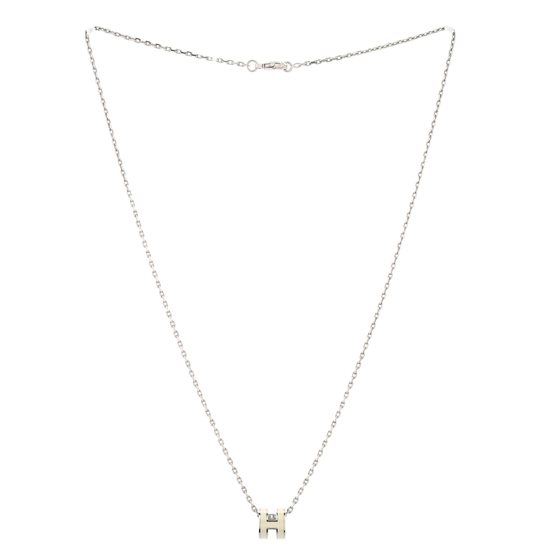Pop H Pendant Chain Necklace Metal and Enamel Mini