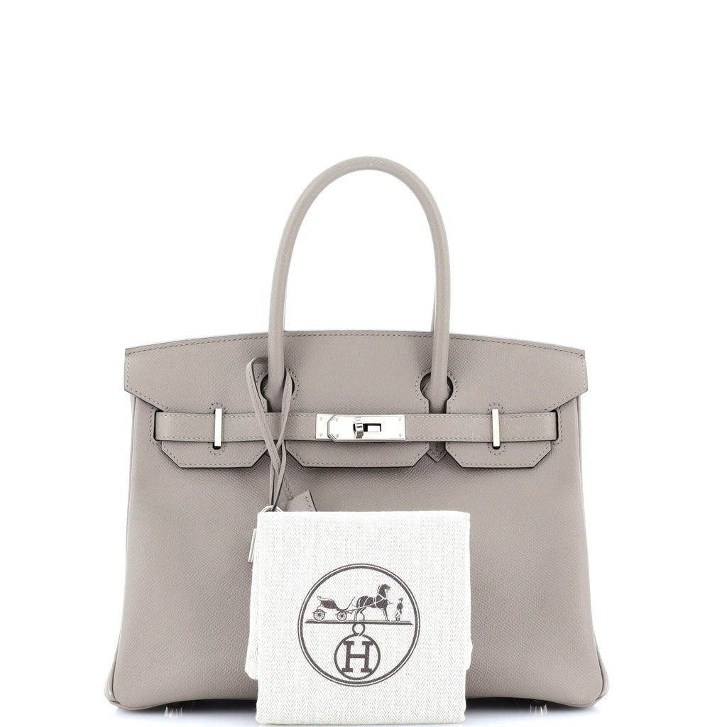 Birkin Handbag Grey Epsom with Palladium Hardware 30