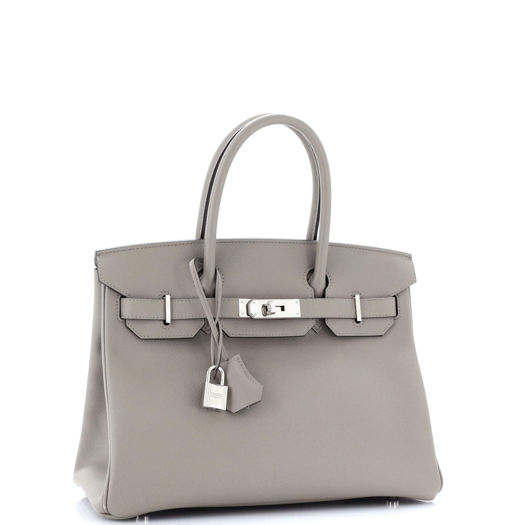 Birkin Handbag Grey Epsom with Palladium Hardware 30